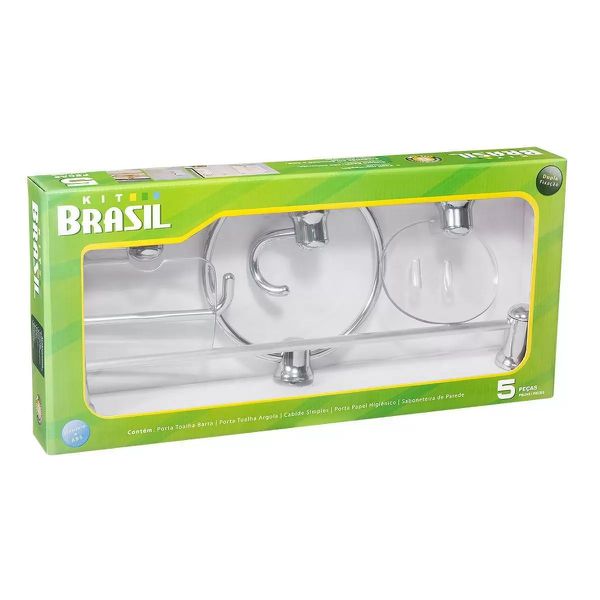 KIT ACESSÓRIOS PARA BANHEIRO 05 PEÇAS ALUMÍNIO ABS BRASIL 