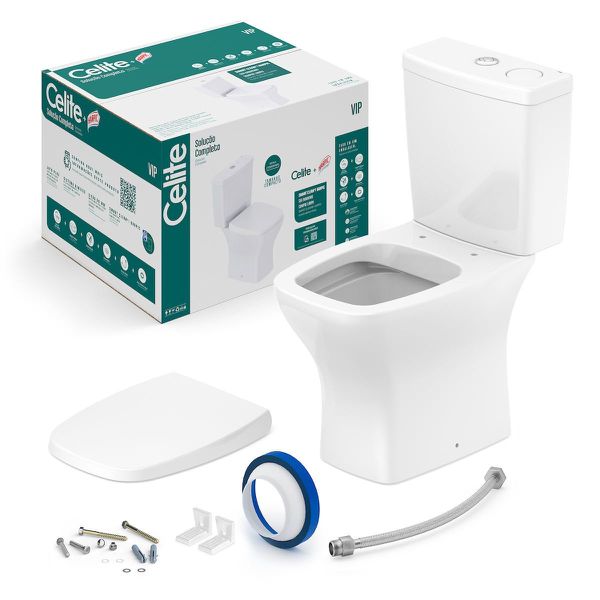 KIT DE BACIA RIMLESS COM CAIXA ACOPLADA SMART CLEAN CELITE