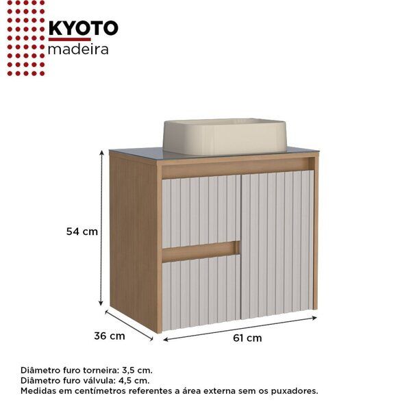 ARMÁRIO TOUCADOR KYOTO JEQUITIBA COM NUDE (SEM CUBA)
