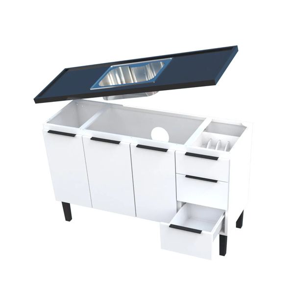 GABINETE AÇO JÚPITER BRANCO PARA PIA 150