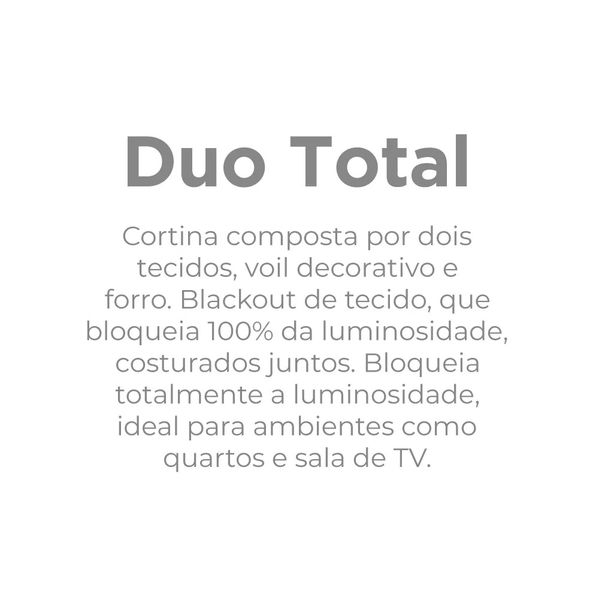 CORTINA DUO TOTAL BELLINI 3,00m x 1,70m BELLA JANELA