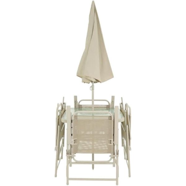CONJUNTO MIAMI 4 CADEIRAS + MESA + GUARDA SOL BEGE BELFIX