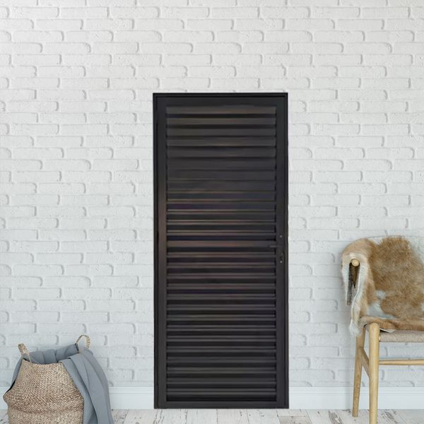 PORTA 210X60 1 FOLHA VENEZIANA TOTAL PRETA DIREITA