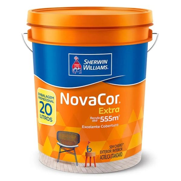 TINTA NOVACOR ACRÍLICA EXTRA BRANCO FOSCO 20 LITROS SHERWIN WILLIAMS 