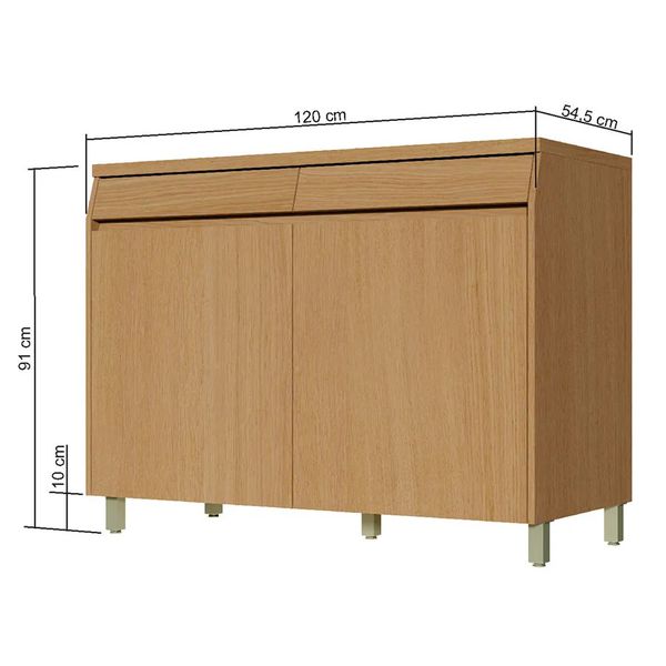 BALCÃO 2 PORTAS 2 GAVETAS NESHER SIMONE MENDES 120CM 100% MDF 