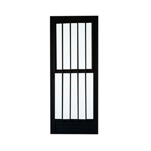 PORTA DE ALUMÍNIO PALITO PRETA 1 FOLHA COM VIDRO LISO 210X80cm DIREITA LIDER 