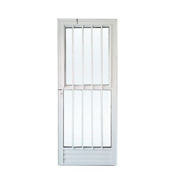 PORTA DE ALUMÍNIO PALITO BRANCA 1 FOLHA COM VIDRO LISO 210X80cm ESQUERDA LIDER