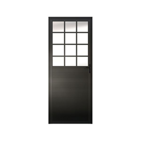PORTA PALACE SOFT PRETA QUADRICULADA 210X86CM 1 FOLHA COM VIDRO LISO ESQUERDA LÍDER