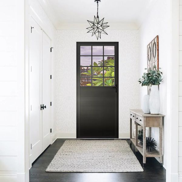 PORTA PALACE SOFT PRETA QUADRICULADA 210X86CM 1 FOLHA COM VIDRO LISO ESQUERDA LÍDER