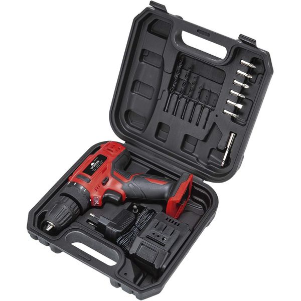 PARAFUSADEIRA E FURADEIRA WORKER A BATERIA 12V SEM FIO COM CARREGADOR BIVOLT E MALETA COM KIT 13 ACESSÓRIOS