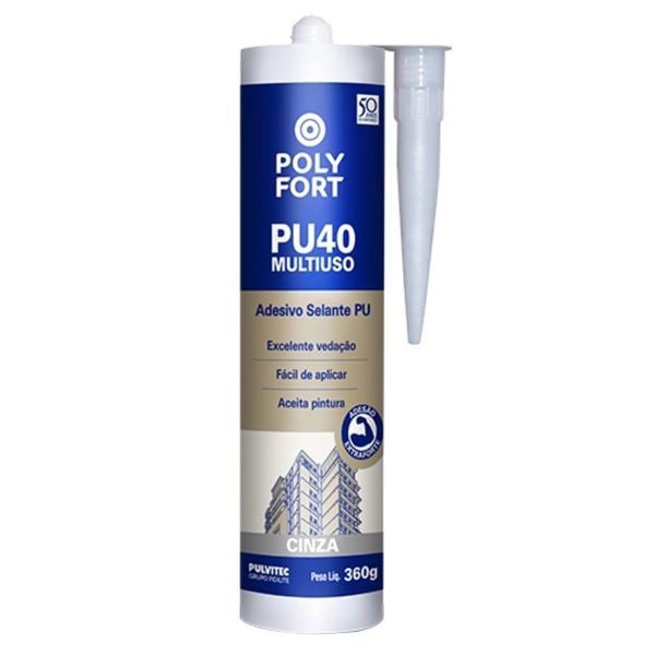 ADESIVO SILICONE POLYFORT ADES PU40 CINZA 360G