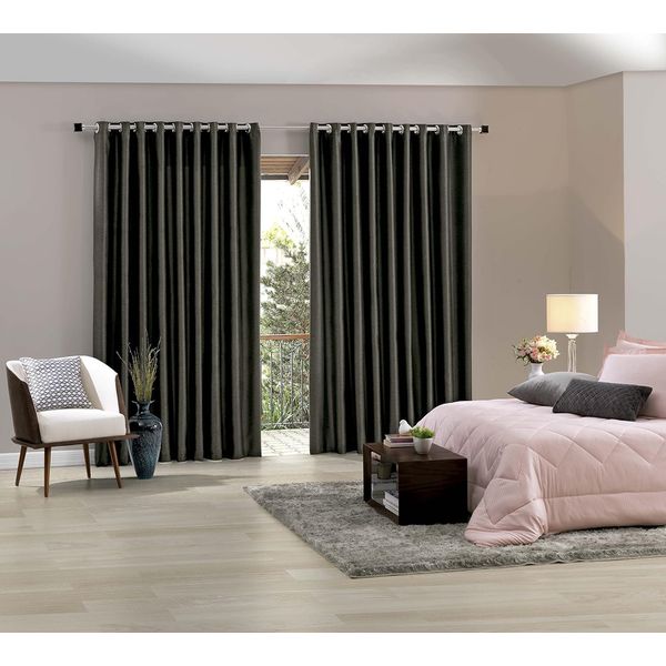CORTINA BLACKOUT TECIDO BLEND/PRETO 4,20M X 2,30M - BELLA JANELA 