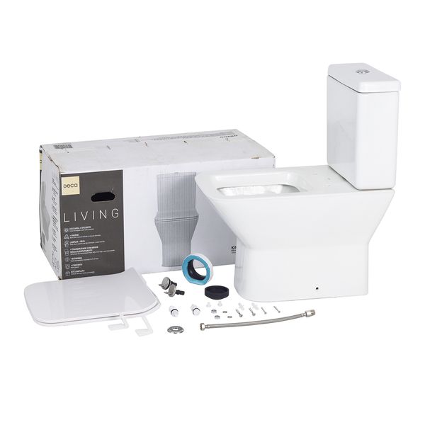 KIT VASO SANITÁRIO COM CAIXA ACOPLADA E ASSENTO BRANCO DUPLO ACIONAMENTO - DECA