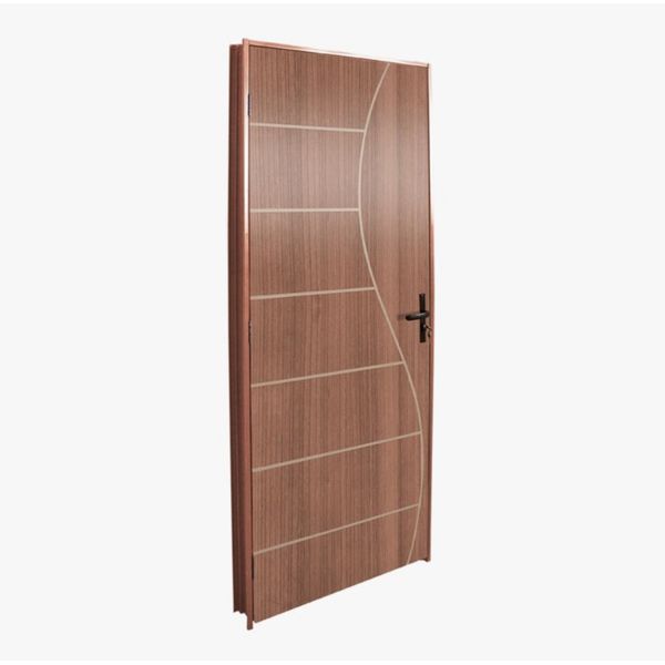 KIT PORTA MODELO CLM02 COM BATENTE AÇO MOGNO ESQUERDA 210X60