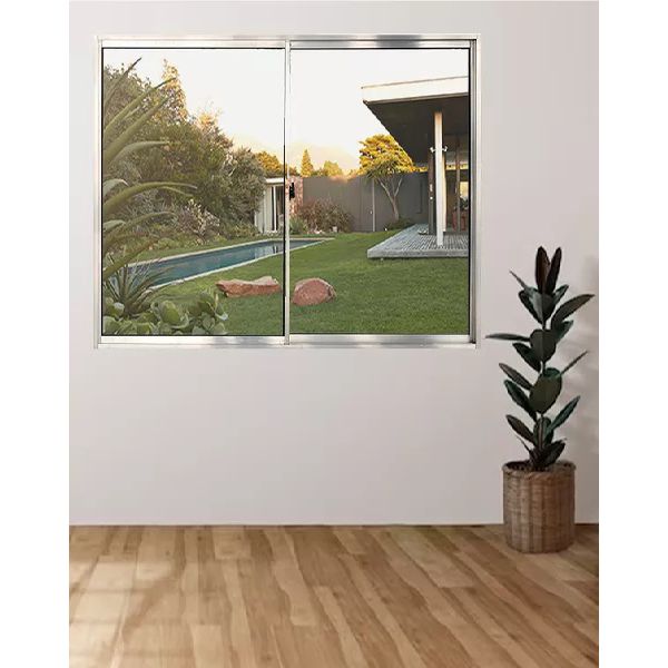 Janela Slim Alumínio de 2 Folhas Vidro Liso 100x100cm Líder