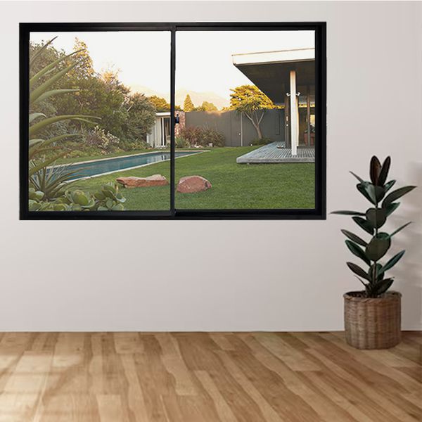 Janela Slim Preta de 2 Folhas com Vidro Liso 120x120cm Líder