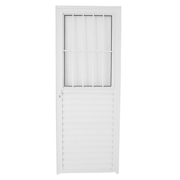 PORTA SLIM BRANCA COM POSTIGO 1 FOLHA COM VIDRO LISO 210x80cm DIREITA LÍDER