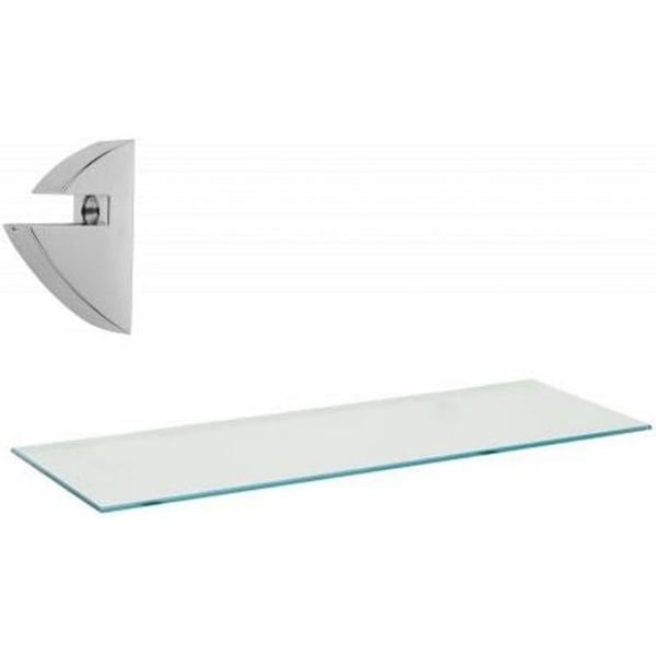 PRATELEIRA 15X60 DE VIDRO RETO INCOLOR 8MM COM SUPORTE CROMADO - PRAT-K