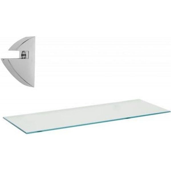 PRATELEIRA 20X40 DE VIDRO RETO INCOLOR 8MM COM SUPORTE CROMADO - PRAT-K