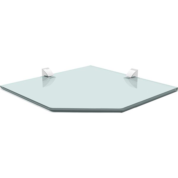 PRATELEIRA DE CANTO 25X25 DE VIDRO RECORTE COM SUPORTE CROMADO - PRAT-K