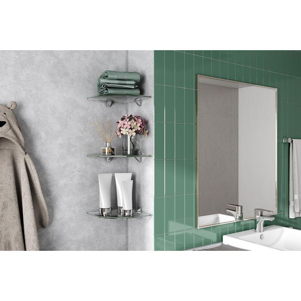 PRATELEIRA DE CANTO 25X25 DE VIDRO RECORTE COM SUPORTE CROMADO - PRAT-K