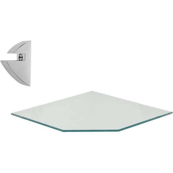 PRATELEIRA DE CANTO 25X25 DE VIDRO RECORTE COM SUPORTE CROMADO - PRAT-K