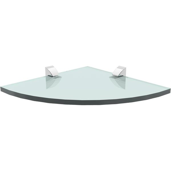 PRATELEIRA 20X20 DE VIDRO COM RAIO INCOLOR 8MM E SUPORTE CROMADO - PRAT-K