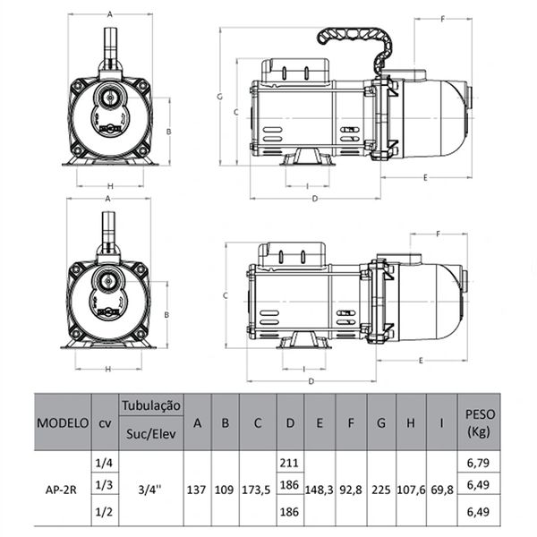 BOMBA PRATIKA AP-2R 1/2CV M127/220/254V FC122