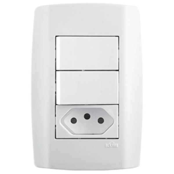 INTERRUPTOR DUPLO TECLA SIMPLES + TOMADA 10A 250V 4X2 SLIM ILUMI