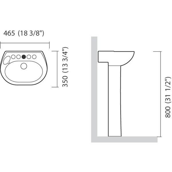 LAVATORIO 46X35 BRANCO COM COLUNA SABARA ICASA