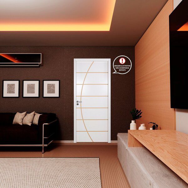 PORTA FRISADA MGM BRANCO NEBLINA 210X70CM 