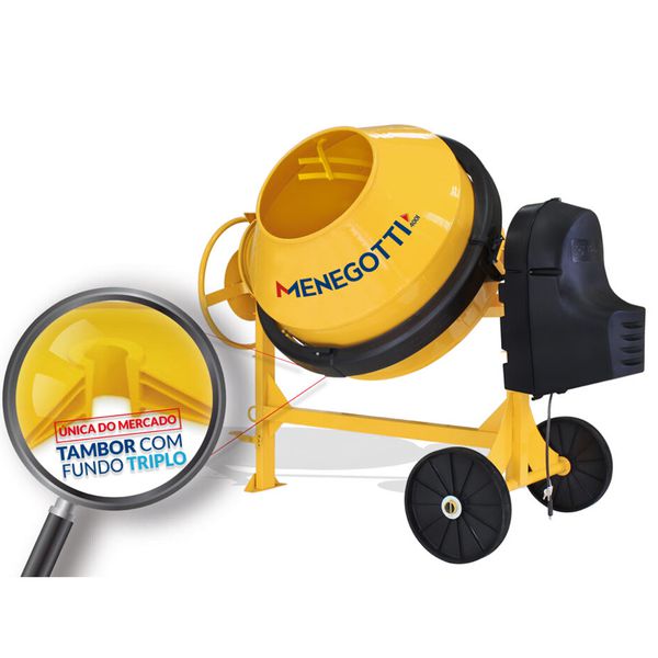 BETONEIRA 400 LITROS PRIME MOTOR MONO 2CV 110V 60HZ BIVOLT COM RODA PLASTICA 