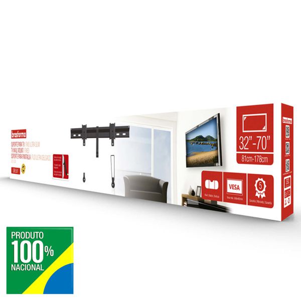 SUPORTE FIXO PARA TV SBRL501 32'' A 70'' COM ORGANIZADOR DE CABOS