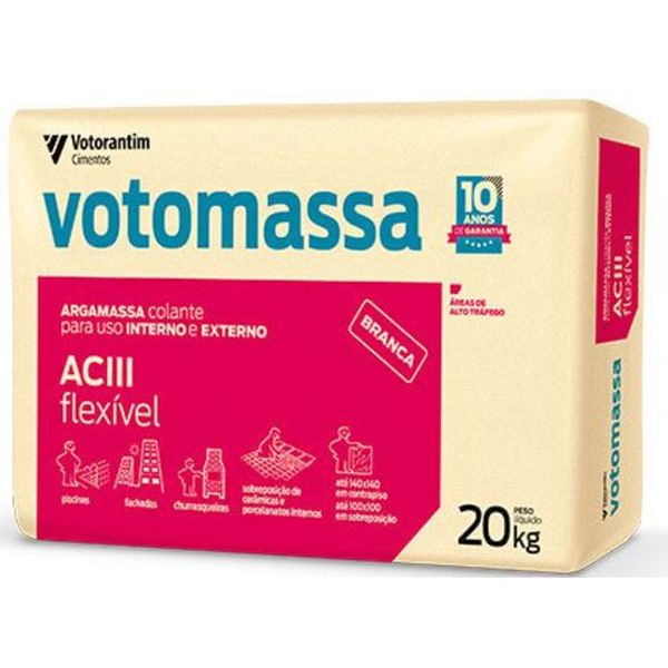 ARGAMASSA AC3 FLEXIVEL BRANCA 20KG VOTORAN