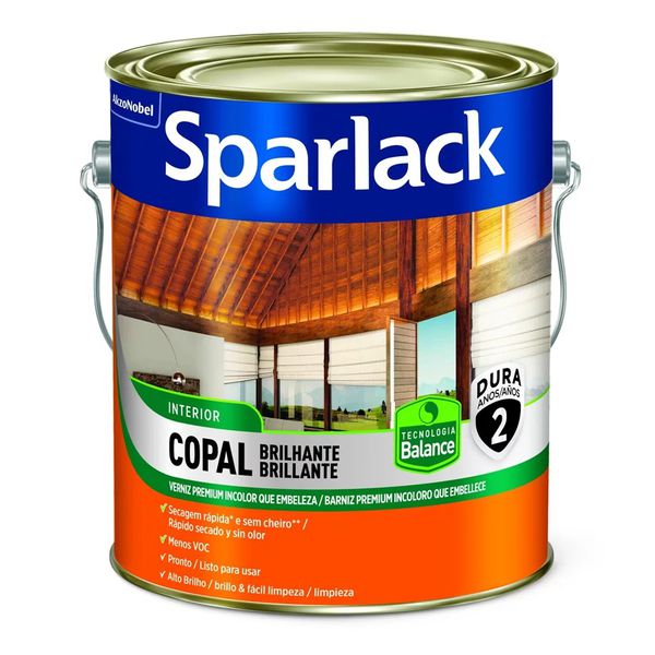VERNIZ SPARLACK COPAL A BASE D' ÁGUA BALANCE INCOLOR BRILHANTE 3.6L 