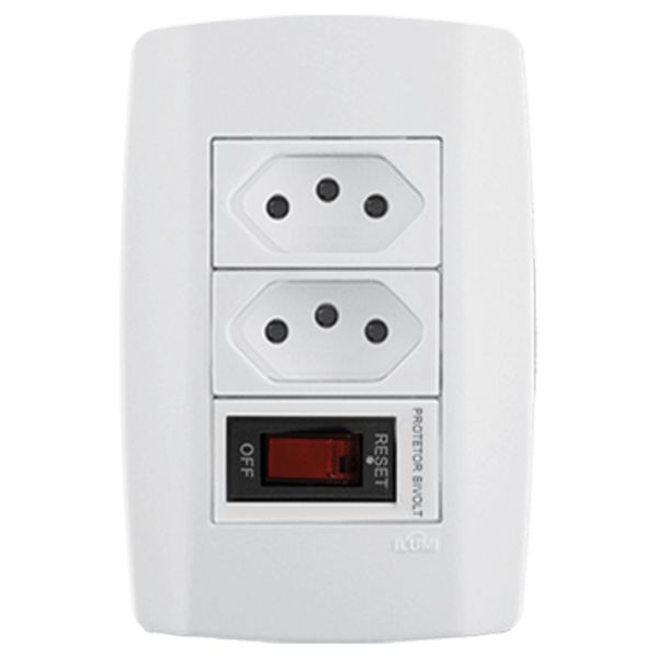 TOMADA DUPLA 10A 250V + MODULO DE PROTEÇÃO BIVOLT 10A 4X2 SLIM ILUMI