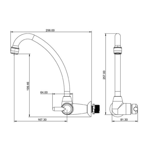 TORNEIRA COZINHA PAREDE BICA ALTA 1168 F31 PRETA E CROMADA LORENZETTI