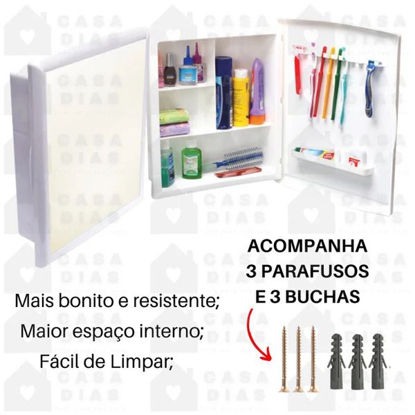 ARMÁRIO DE BANHEIRO IMPERIAL BRANCO COM ESPELHO