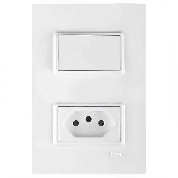 INTERRUPTOR TECLA SIMPLES + TOMADA 10A/250V 4X2 VIVAZ ILUMI