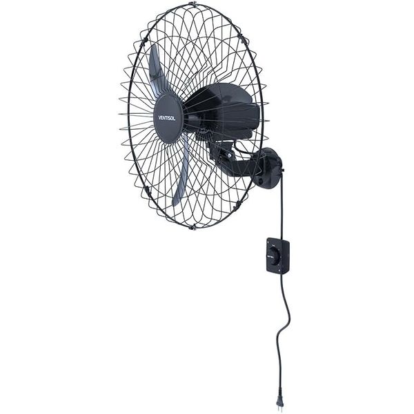 VENTILADOR OSCILANTE DE PAREDE 60CM PRETO 127V PREMIUM VENTISOL