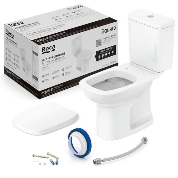 ROCA KIT VASO SANITÁRIO COM CAIXA ACOPLADA E ASSENTO SOFT CLOSE SQUARE