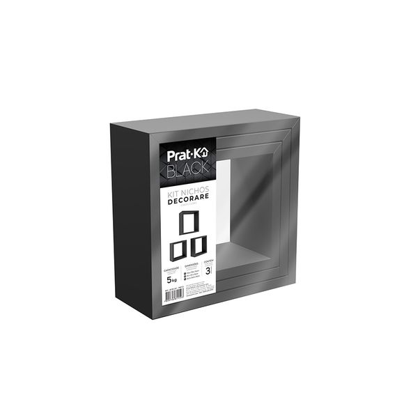 KIT NICHO PRETO DECORARE 3 PEÇAS