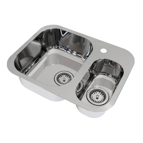 CUBA DUPLA LIFT DE EMBUTIR 54,5X40X18CM COM VALVULA 4,5'' DOCOL