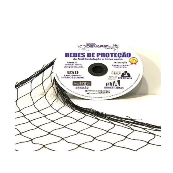 REDE PROTECAO NYLON MALHA 5 PRETA 1,20