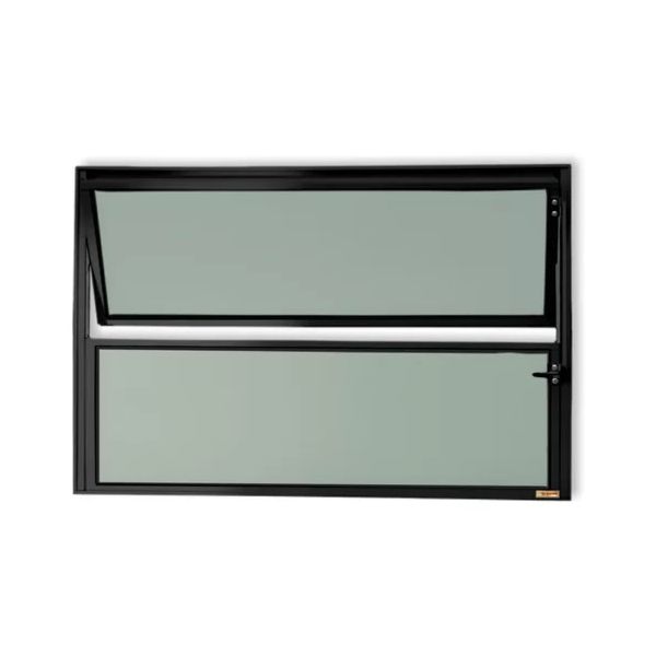 BASCULANTE PRETO COM 1 ARTICULAÇÃO DE VIDRO LISO 50x50cm LÍDER