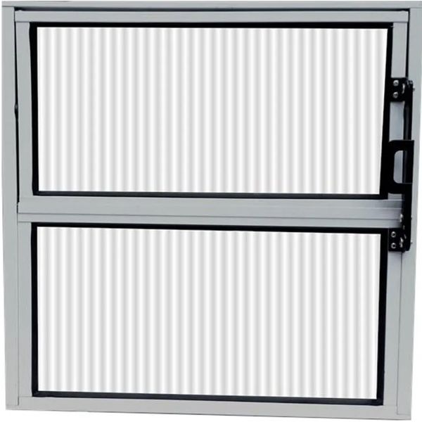 BASCULANTE ALUMÍNIO COM 1 ARTICULAÇÃO DE VIDRO CANELADO 40x40cm LÍDER