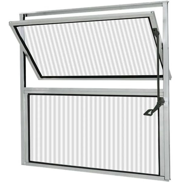 BASCULANTE ALUMÍNIO COM 1 ARTICULAÇÃO DE VIDRO CANELADO 50x50cm LÍDER