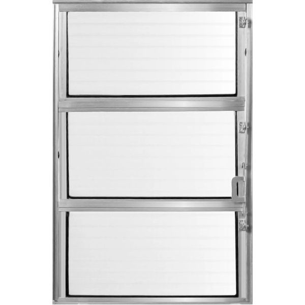 BASCULANTE ALUMÍNIO COM 2 ARTICULAÇÕES DE VIDRO CANELADO 60x80cm LÍDER