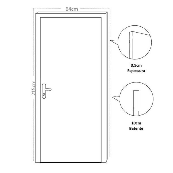 KIT PORTA PRONTA REGULAVEL MGM 215X64CM BRANCA DIREITA