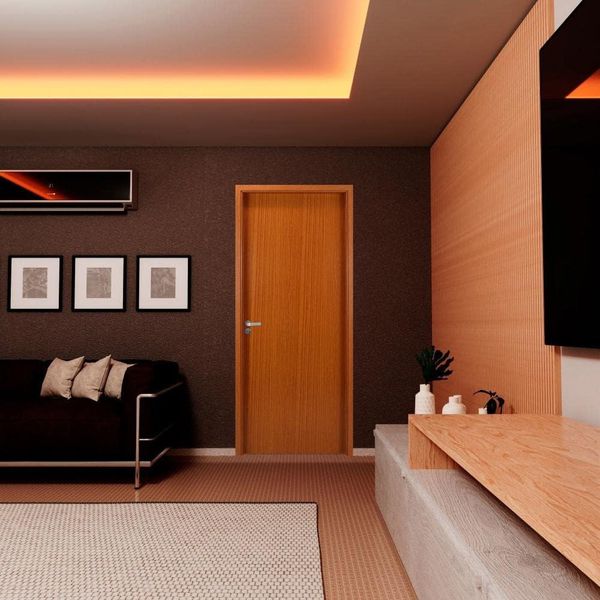 KIT PORTA PRONTA REGULÁVEL MGM 215X64CM MOGNO DIREITA 